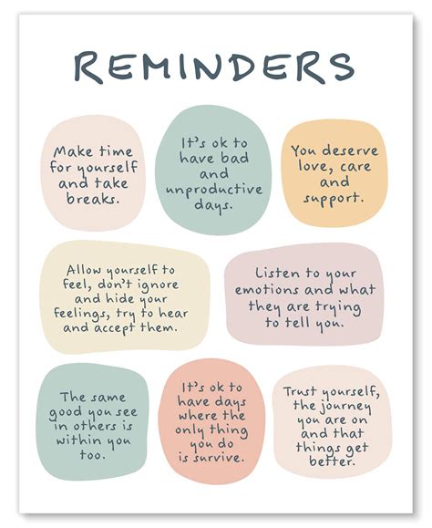 Mental Health Reminders Wall Art Print - CBT Positive Psychology ...