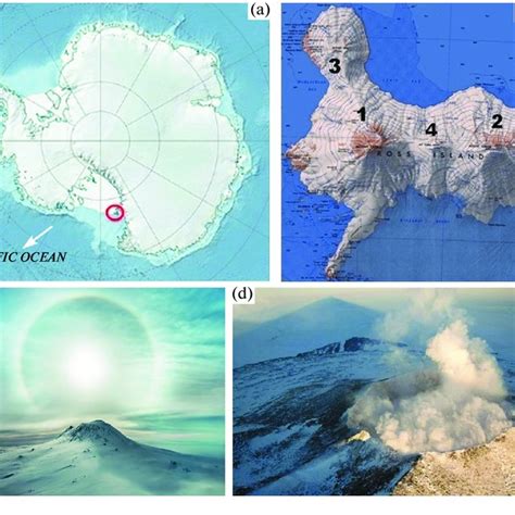 Antarctica (a); volcanic Ross Island (b) with volcanoes: Erebus (1,... | Download Scientific Diagram