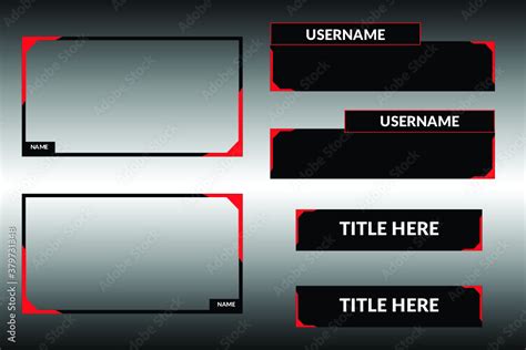 Twitch Overlay Template Design Black Red Stock Vector | Adobe Stock