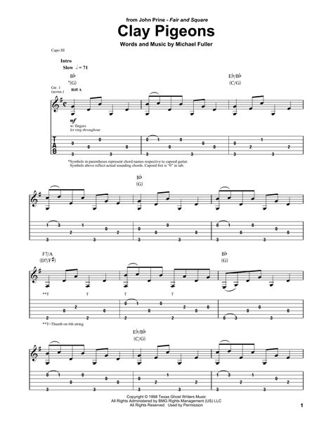 John Prine 'Clay Pigeons' Sheet Music and Printable PDF Music Notes | John prine, Sheet music ...