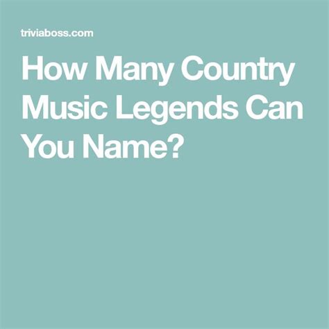 How Many Country Music Legends Can You Name? | Country music, Music ...