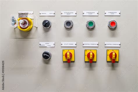 Electrical control panel contains switch buttons for operating ...