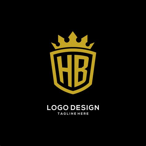 Initial HB logo shield crown style, luxury elegant monogram logo design ...