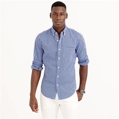 J.crew Seersucker Shirt In Estate Blue Gingham in Blue for Men | Lyst