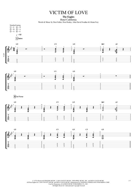 Victim of Love Tab by The Eagles (Guitar Pro) - Full Score | mySongBook