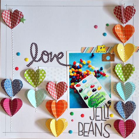 Layout: Jelly Beans | Livro de recortes, Scrapbook, Recados diy