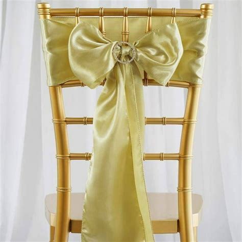 Efavormart 25pcs Champagne SATIN Chair Sashes Tie Bows for Wedding ...