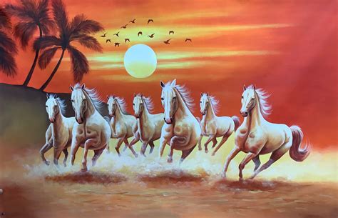 Buy 7 RUNNING HORSES PAINTING Handmade Painting by ARTOHOLIC. Code:ART_3319_69029 - Paintings ...