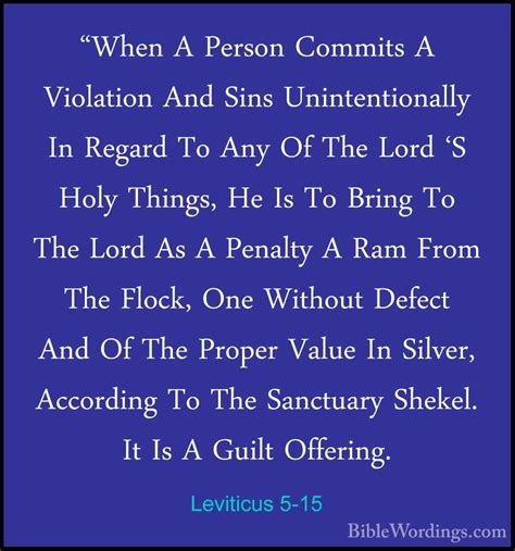 Leviticus 5-15 - "When A Person Commits A Violation And Sins Unin - BibleWordings.com