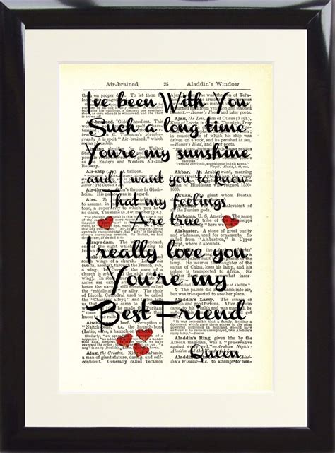 Queen You're My Best Friend Music Gift Song Lyric Dictionary Art Print Valentine | eBay