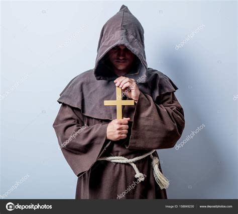 Catholic monk with cross — Stock Photo © massonforstock #158849230