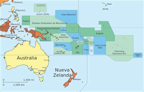 mapa politico oceania | Oceanía - Wikipedia, la enciclopedia libre | Tuvalu map, Map ...