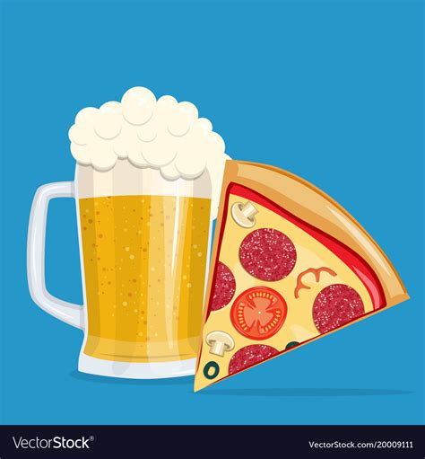 Beer and pizza Royalty Free Vector Image - VectorStock