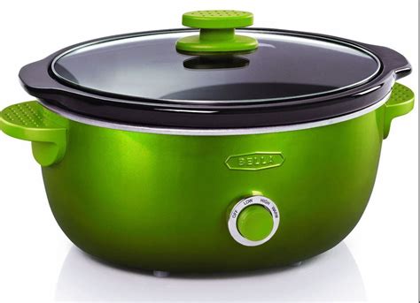 Bella 6Qt Dots Collection Oval Slow Cooker Crock Pot Green Stoneware ...