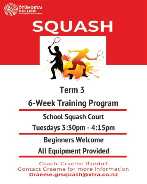 Squash Training in Term 3 - Otumoetai College