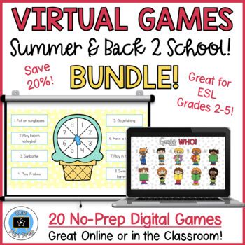 Summer & Back to School No Prep Party Games Morning Work Brain Break ESL Digital