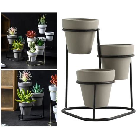 3x Pots de jardinière succulents en céramique, récipient de Cactus d'intérieur moderne avec ...