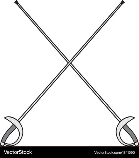 Crossed fencing swords Royalty Free Vector Image