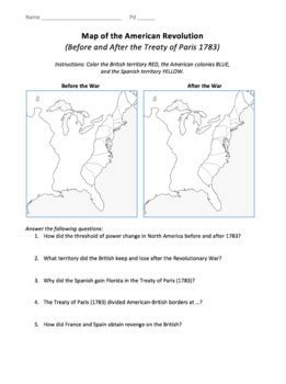 Treaty of Paris (1783) / Before and After Maps / Revolutionary War Assignment