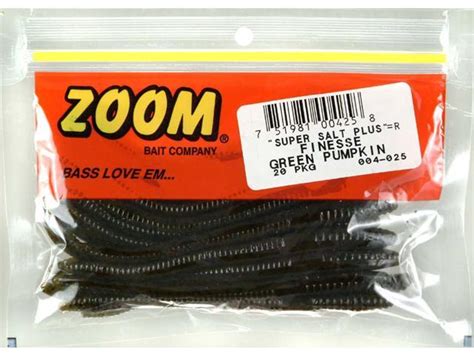 Zoom Bass Fishing Bait 004-025 Super Salt+ Finesse Worm 20 PK Green Pumpkin - Newegg.com