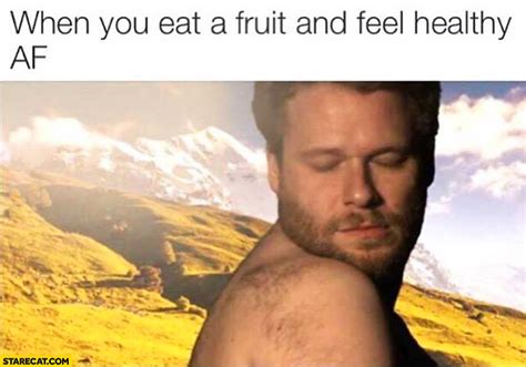 When you eat a fruit and feel healthy Seth Rogen Kanye West video trolling | StareCat.com