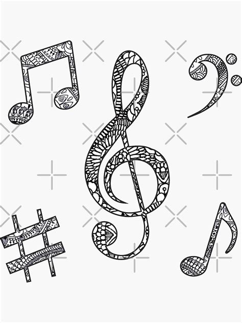 "Music Notes Zentangle" Sticker by DesignPMG | Redbubble