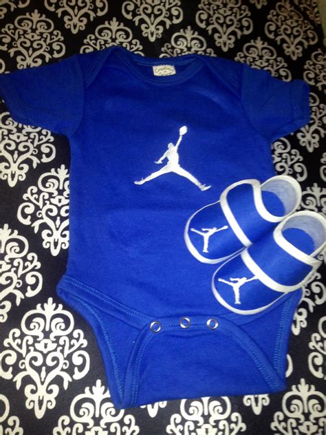 Jordan Set. Blue onesie 0-3 months with hand made matching shoes. To see more of this design ...