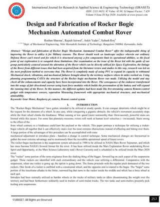 Design and fibrication of rocker bogie mechansim automated combat rover | PDF