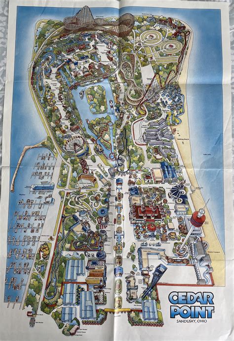 Cedar Point map from my mom's visit in 1989 : r/rollercoasters