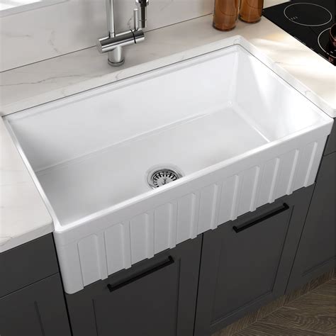 Yorkshire Farmhouse Fireclay 33" Single Bowl Kitchen Sink in White with ...