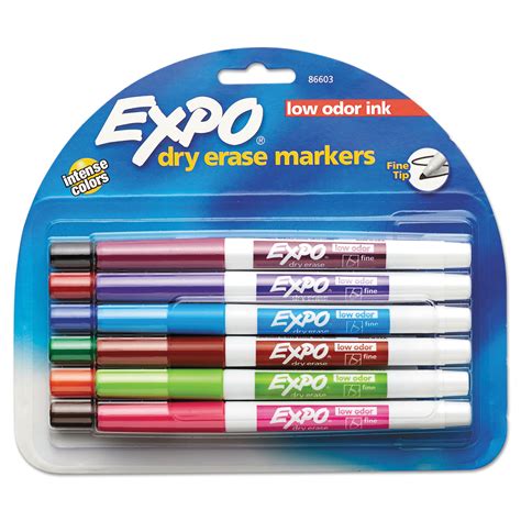 EXPO SAN86603 Low Odor Dry Erase Marker, Fine Point, Assorted, 12/Set