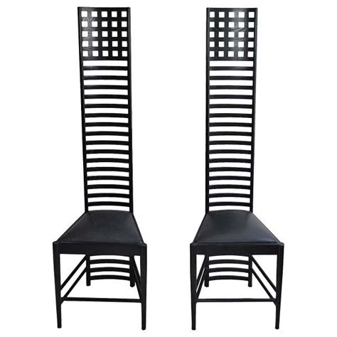 Art Nouveau Style High Back Wood Chairs, Pair at 1stDibs