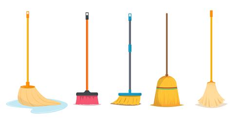 Mop And Broom For Cleaning Stock Illustration - Download Image Now - iStock