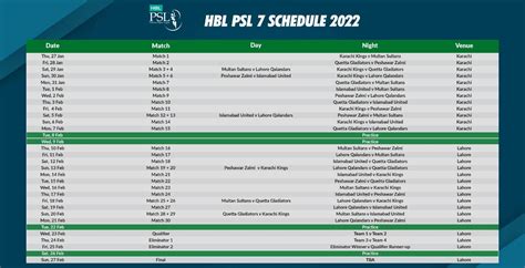 Psl 8 Full Schedule With Timing Hbl Psl 2023 Schedule Fixtures Psl 2023 ...