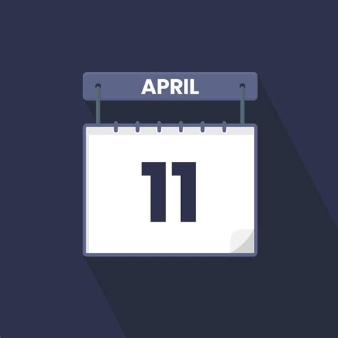 11th April calendar icon. April 11 calendar Date Month icon vector ...