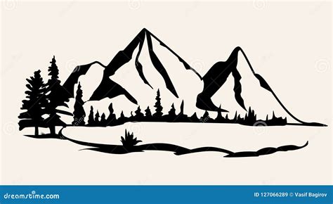 Mountains Vector.Mountain Range Silhouette Isolated Vector Illustration Stock Illustration ...