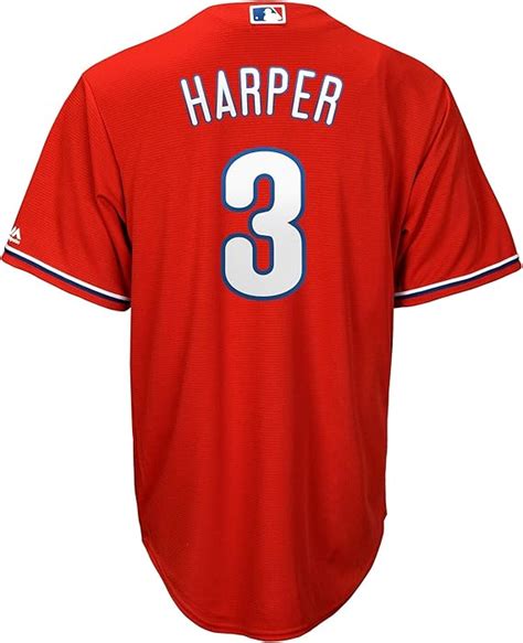 Amazon.com: Bryce Harper Philadelphia Phillies #3 Red Youth Cool Base ...