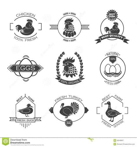 Illustration about Set of poultry farm logo, emblem. Illustration of ...