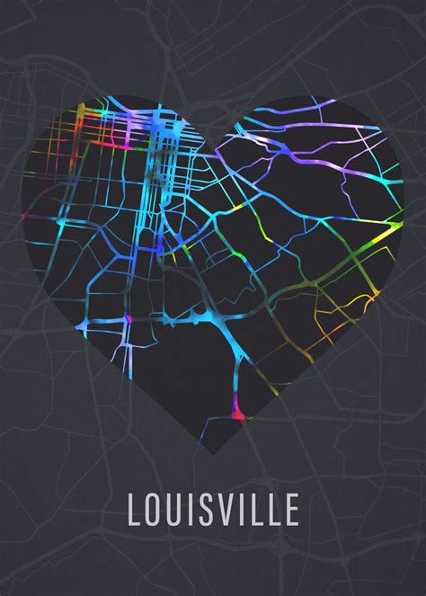 'Louisville City Street Map' Poster, picture, metal print, paint by ...