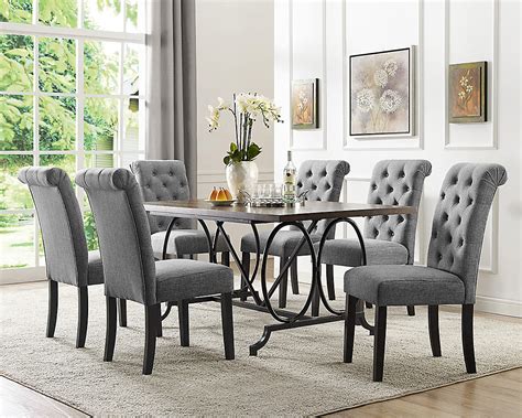 Brassex Inc. Soho 7-Piece Dining Set, Table + 6 Chairs, Grey | The Home Depot Canada