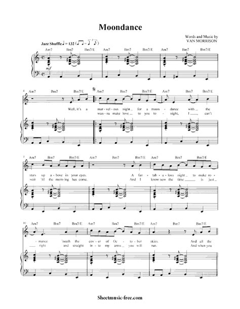 Moondance Sheet Music Van Morrison - ♪ SHEETMUSIC-FREE.COM