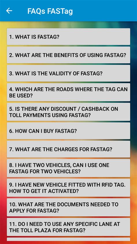 FAQs IHMCL FASTag - App on Amazon Appstore