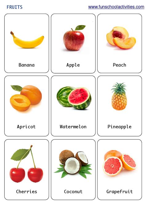 Printable fruits flashcards. | Food flashcards, Fruits for kids, Flashcards for kids