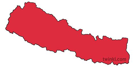 Map Outline of Nepal Country Shapes Flag Continents KS1 Illustration ...