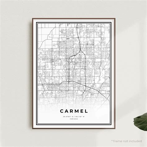 Carmel Map Print Carmel Street Map Poster Indiana Modern | Etsy