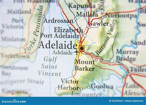 Geographic Map of Australia with Adelaide City Stock Photo - Image of tourism, close: 93539266