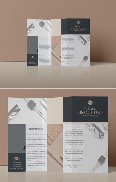 Free Z-Fold Brochure Mockup PSD Design 2019 - Free Mockup ZoneFree ...