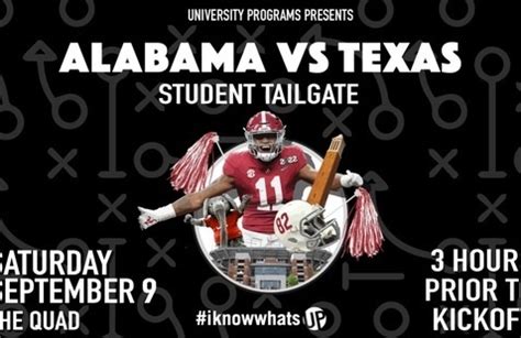 Alabama vs. Texas Student Tailgate (University Programs) - The ...