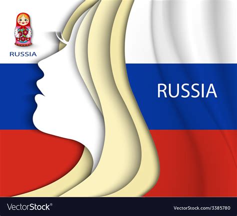 Russian woman Russian flag Royalty Free Vector Image