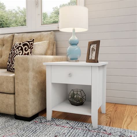 Porch & Den Tualaway White Finish 1-drawer End Table (MDF/Metal - White)